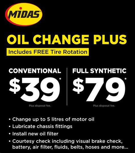 midas prices for oil change|Oil Change .